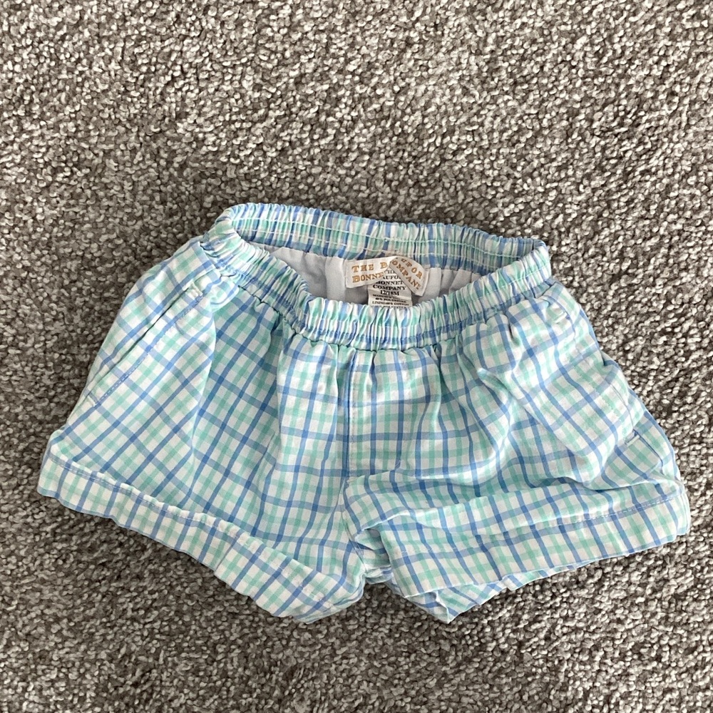 6-12 boys EUC Plaid Shorts in Blue and Green